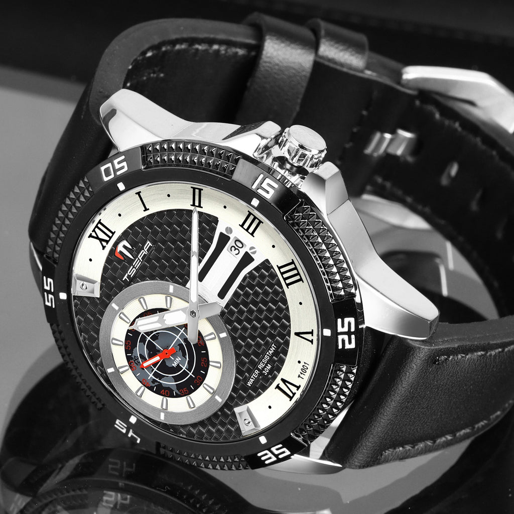 TSERA T1001L-S-B-B Multifunction 3ATM Water Resistant Analog Watch - For Men