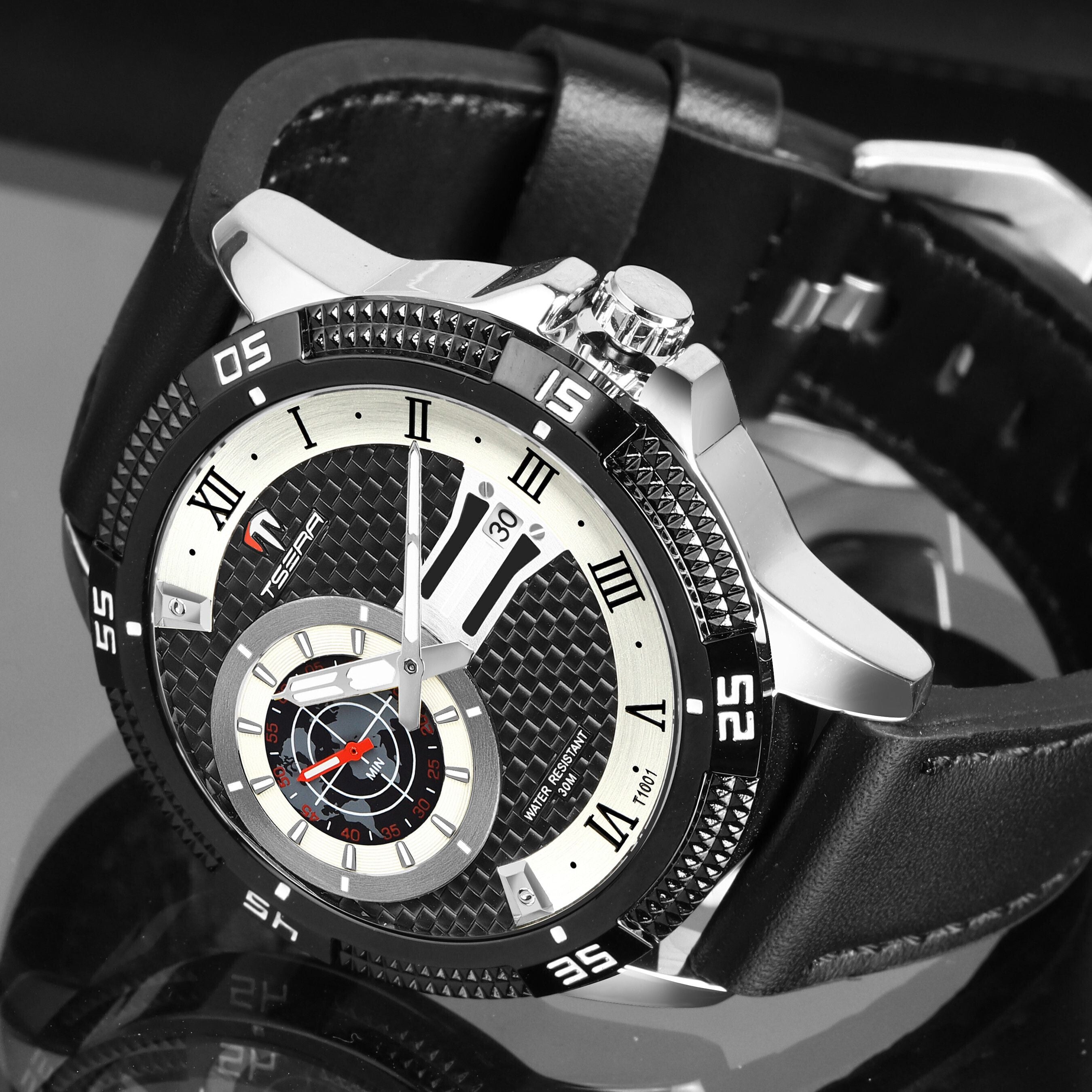 TSERA T1001L-S-B-B Multifunction 3ATM Water Resistant Analog Watch - For Men