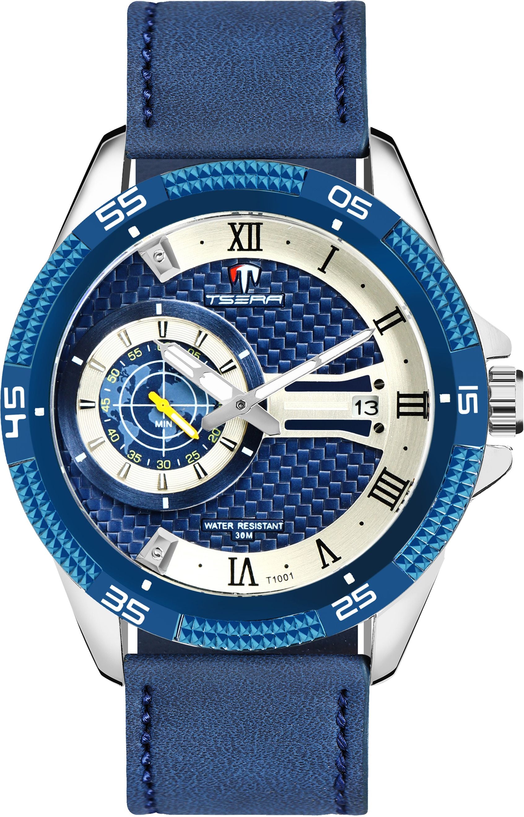 TSERA T1001L-S-BL-BL Multifunction 3ATM Water Resistant Analog Watch - For Men