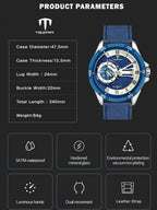 TSERA T1001L-S-BL-BL Multifunction 3ATM Water Resistant Analog Watch - For Men