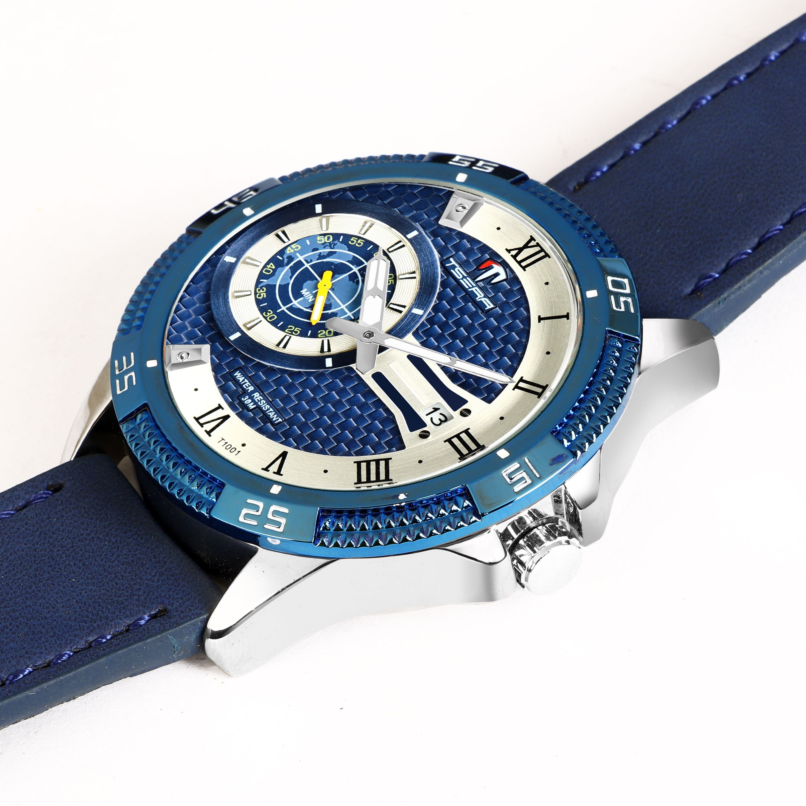 TSERA T1001L-S-BL-BL Multifunction 3ATM Water Resistant Analog Watch - For Men