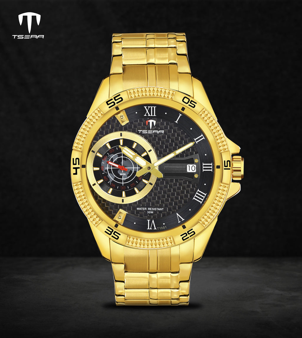 TSERA T1001S-G-B-G Multifunction 3ATM Water Resistant Analog Watch - For Men