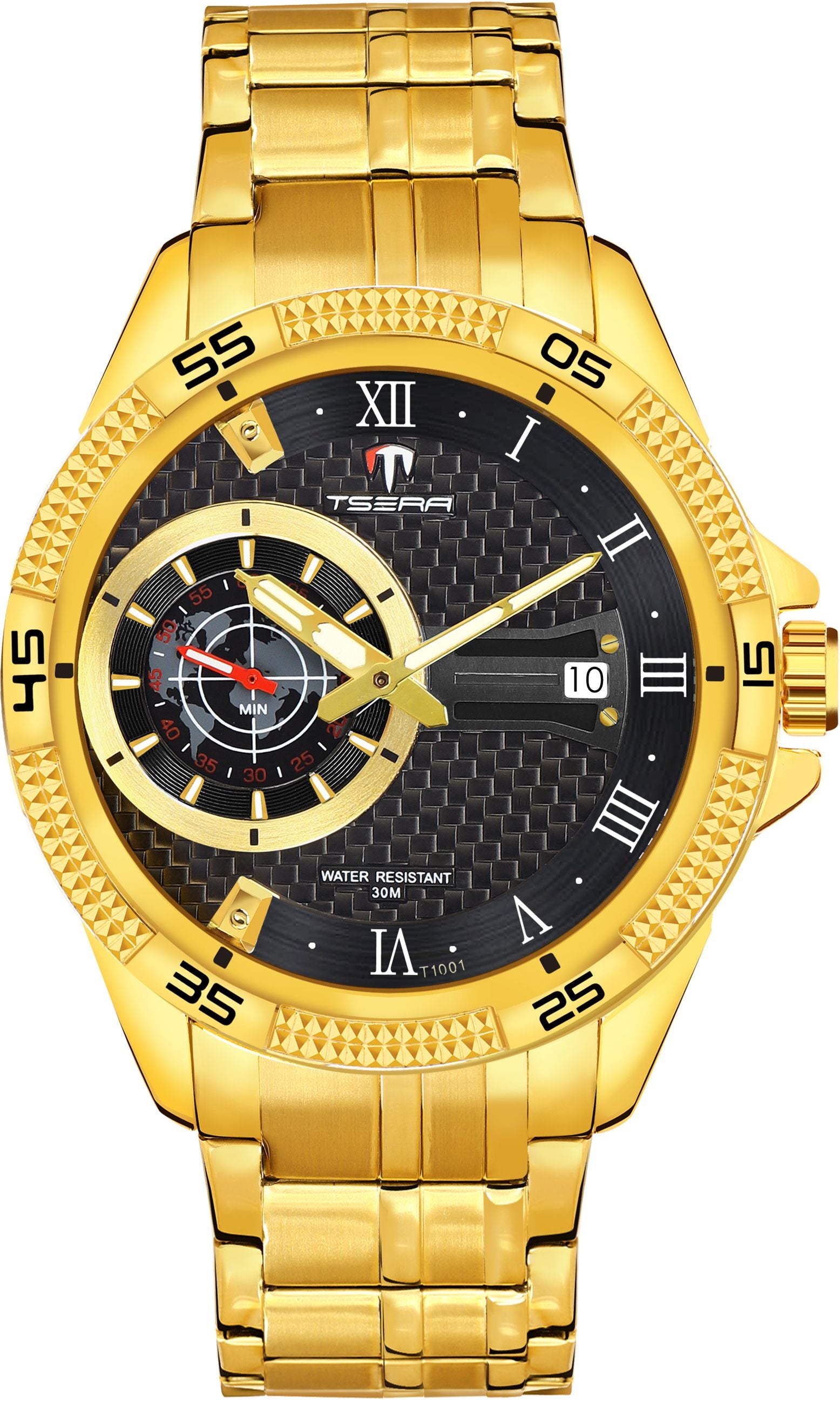 TSERA T1001S-G-B-G Multifunction 3ATM Water Resistant Analog Watch - For Men