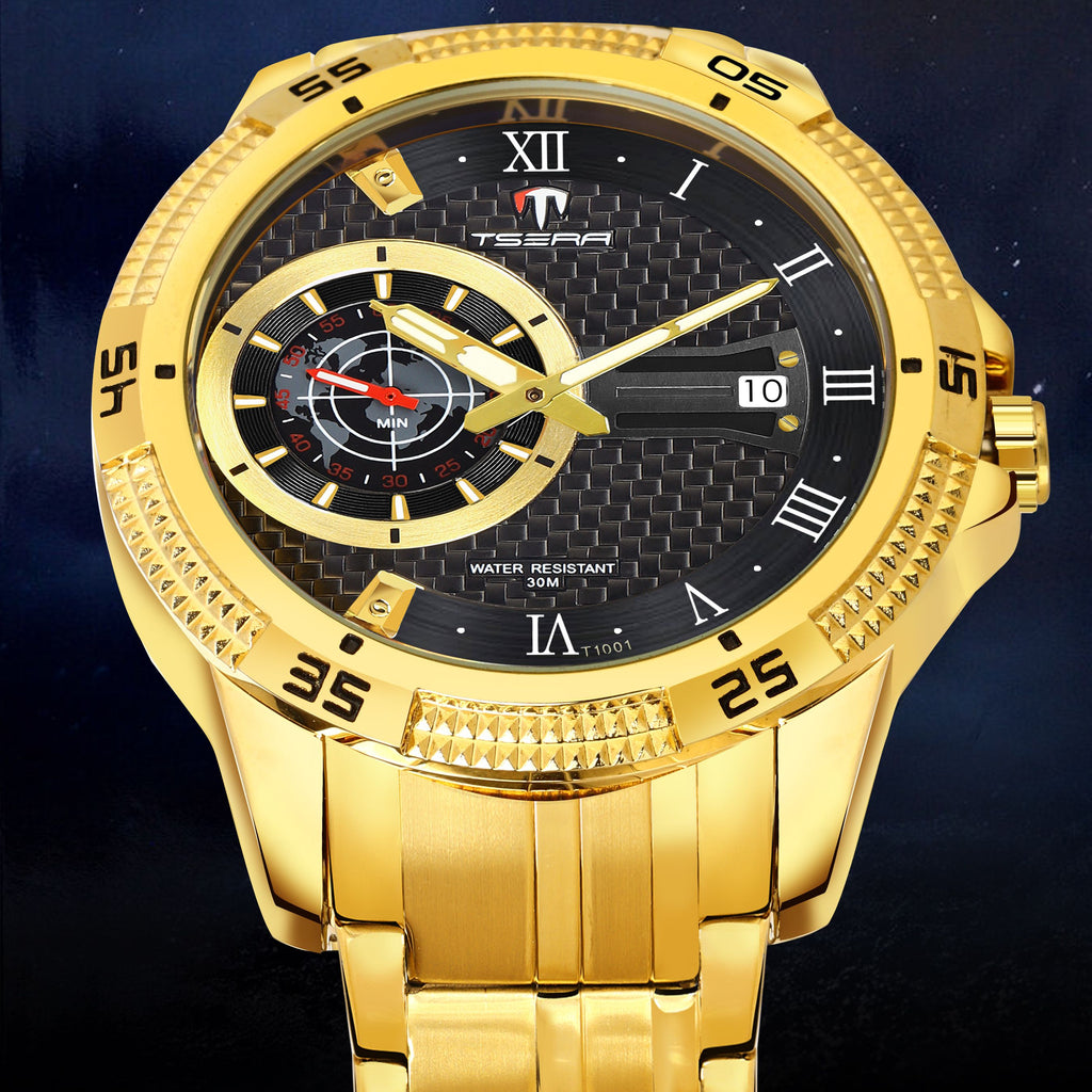 TSERA T1001S-G-B-G Multifunction 3ATM Water Resistant Analog Watch - For Men