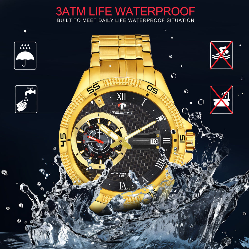 TSERA T1001S-G-B-G Multifunction 3ATM Water Resistant Analog Watch - For Men