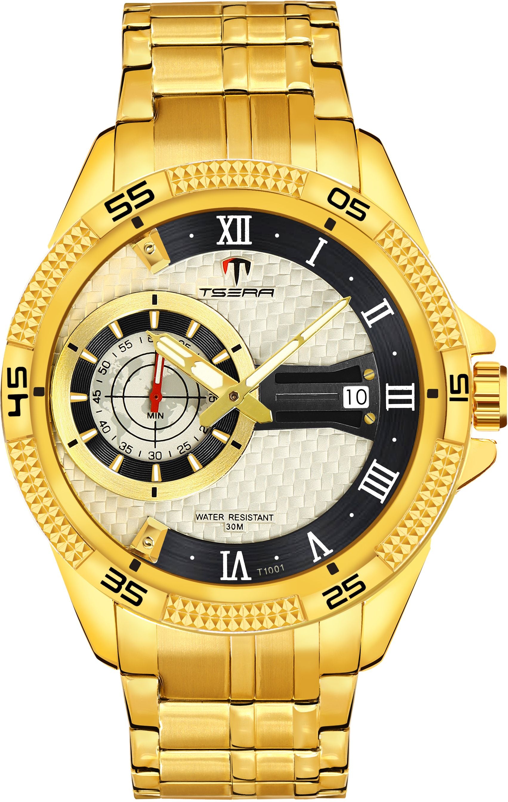 TSERA T1001S-G-S-G Multifunction 3ATM Water Resistant Analog Watch - For Men