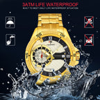 TSERA T1001S-G-S-G Multifunction 3ATM Water Resistant Analog Watch - For Men