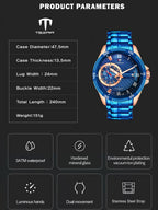 TSERA T1001S-RG-BL-BL Multifunction 3ATM Water Resistant Analog Watch - For Men