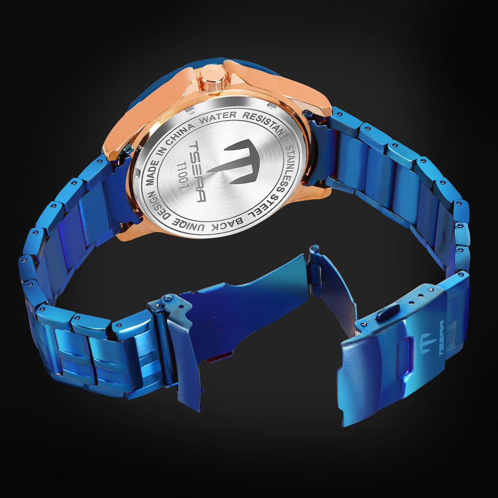 TSERA T1001S-RG-BL-BL Multifunction 3ATM Water Resistant Analog Watch - For Men