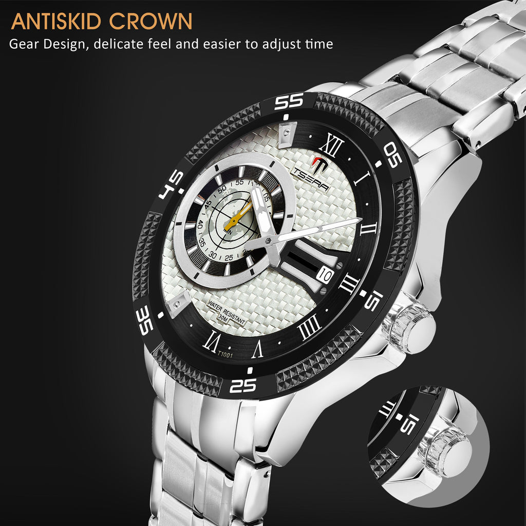 TSERA T1001S-S-S-S Multifunction 3ATM Water Resistant Analog Watch - For Men