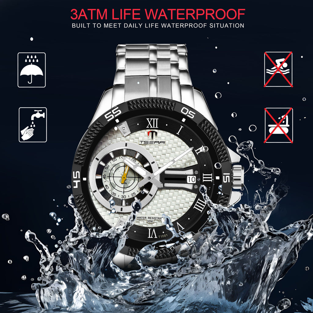TSERA T1001S-S-S-S Multifunction 3ATM Water Resistant Analog Watch - For Men