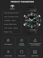 TSERA T1003L-B-B-B Multifunction 3ATM Water Resistant Analog-Digital Watch - For Men