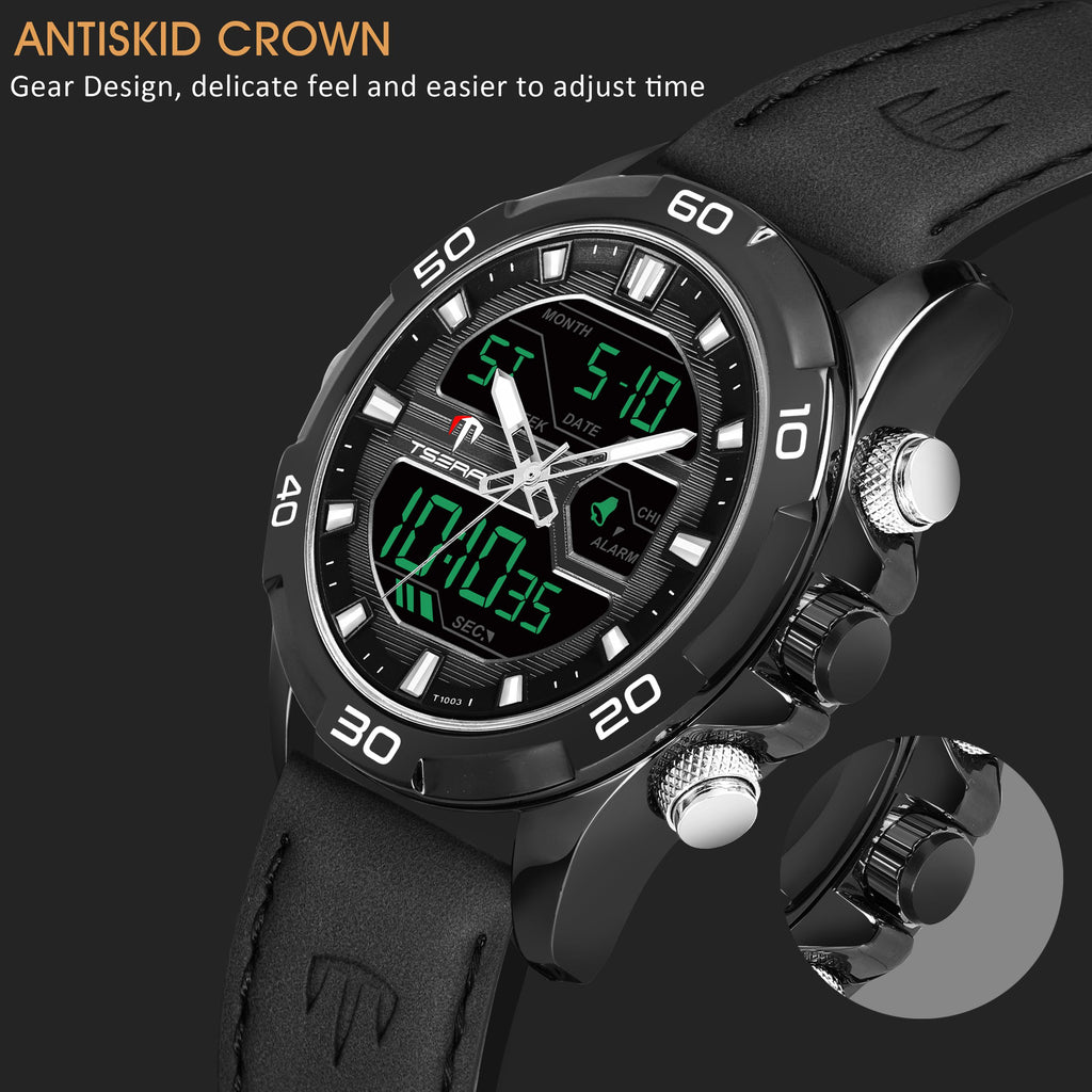 TSERA T1003L-B-B-B Multifunction 3ATM Water Resistant Analog-Digital Watch - For Men