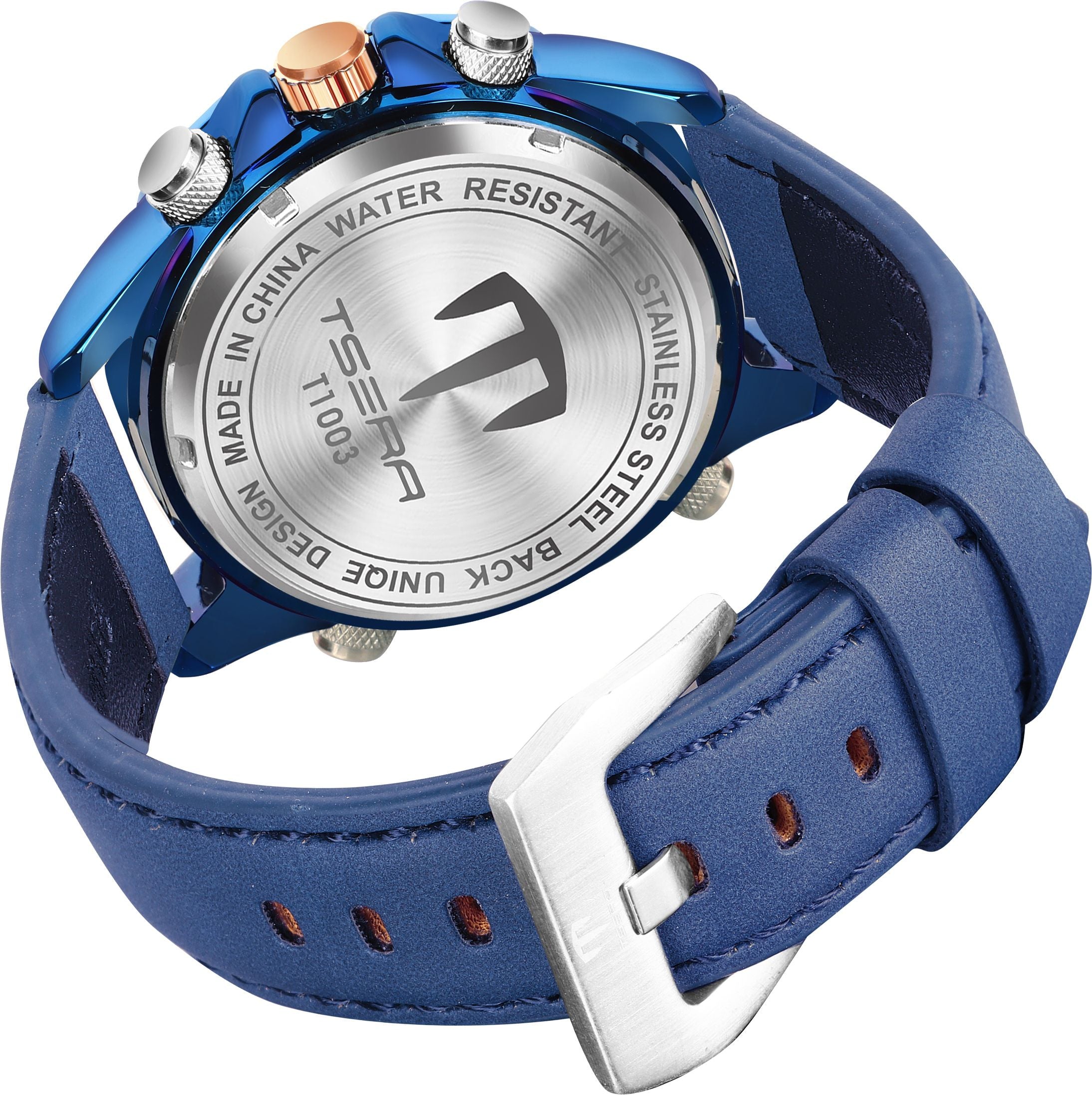 TSERA T1003L-BL-BL-BL Multifunction 3ATM Water Resistant Analog-Digital Watch - For Men