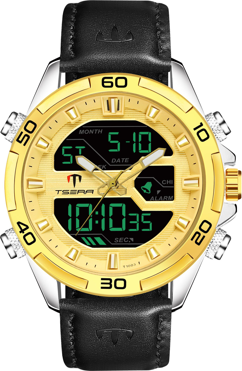 TSERA T1003L-G-S-B Multifunction 3ATM Water Resistant Analog-Digital Watch - For Men