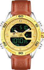 TSERA T1003L-S-G-BRN Multifunction 3ATM Water Resistant Analog-Digital Watch - For Men