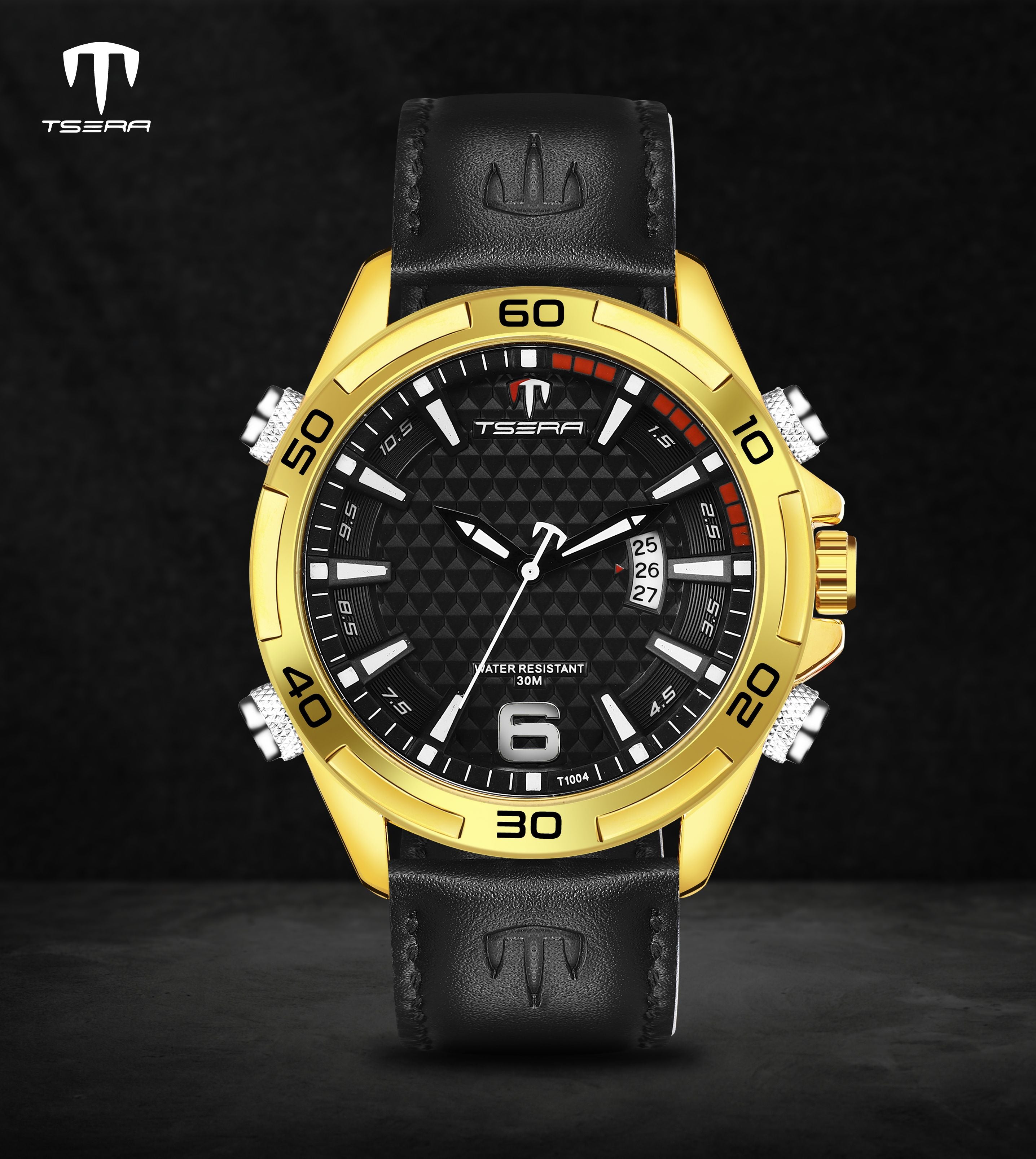 TSERA T1004L-G-B-B Multifunction 3ATM Water Resistant Analog Watch - For Men