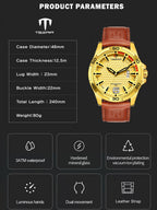 TSERA T1004L-G-G-BR Multifunction 3ATM Water Resistant Analog Watch - For Men