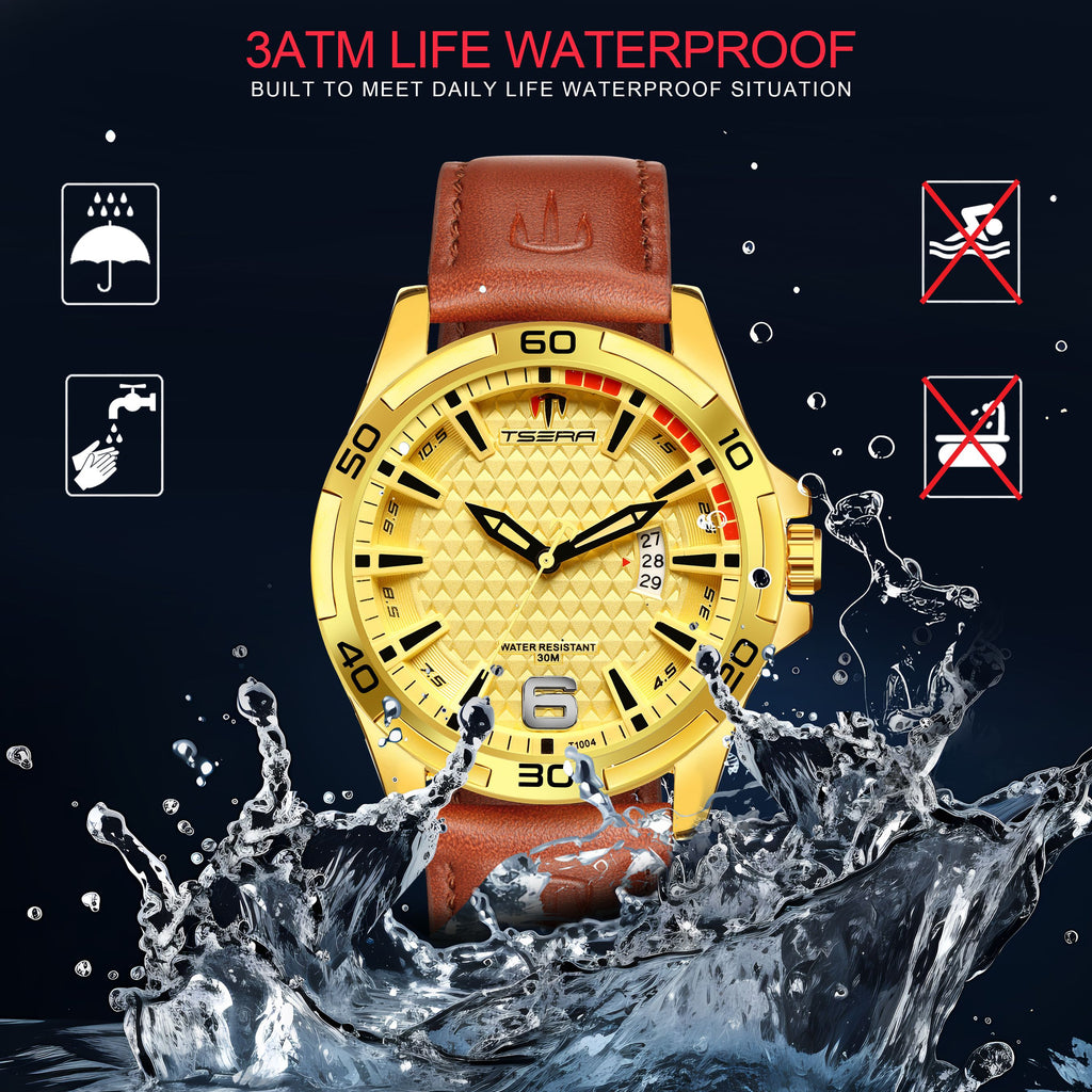 TSERA T1004L-G-G-BR Multifunction 3ATM Water Resistant Analog Watch - For Men