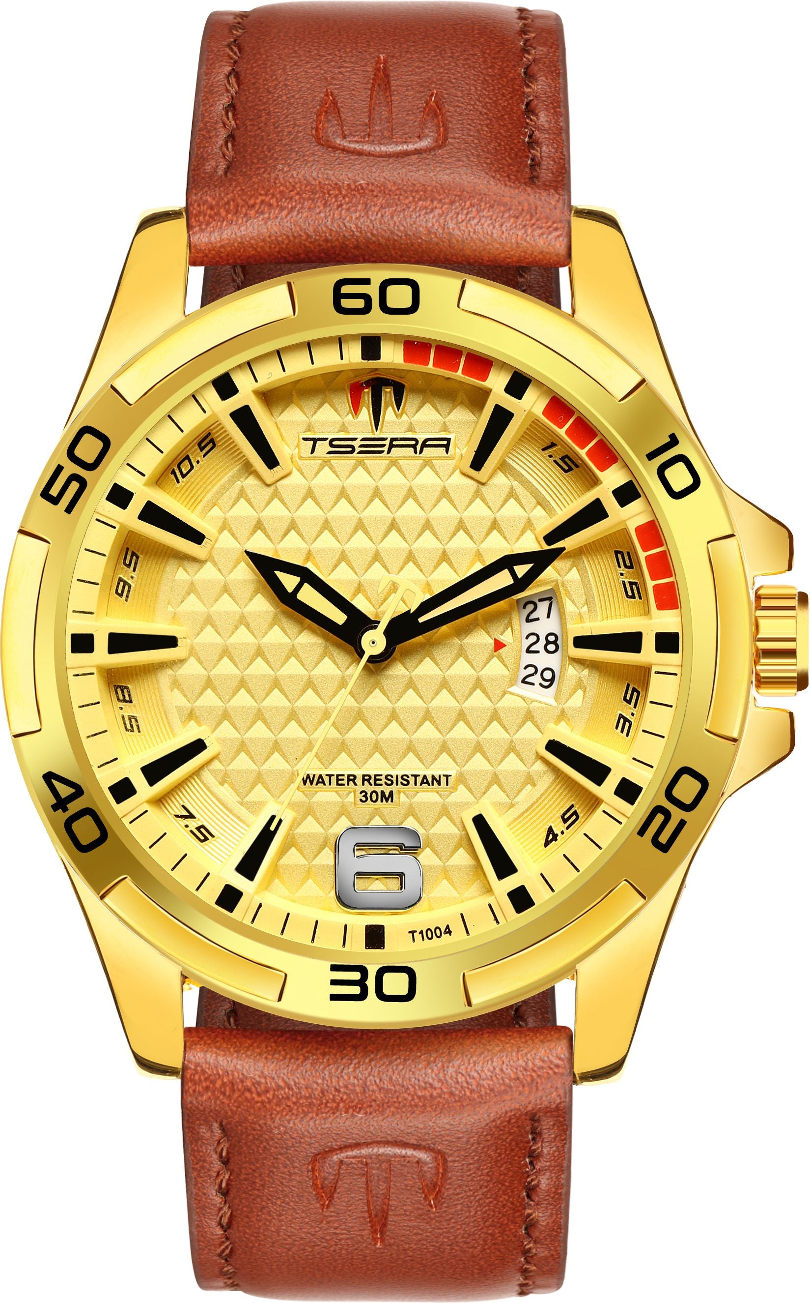 TSERA T1004L-G-G-BR Multifunction 3ATM Water Resistant Analog Watch - For Men