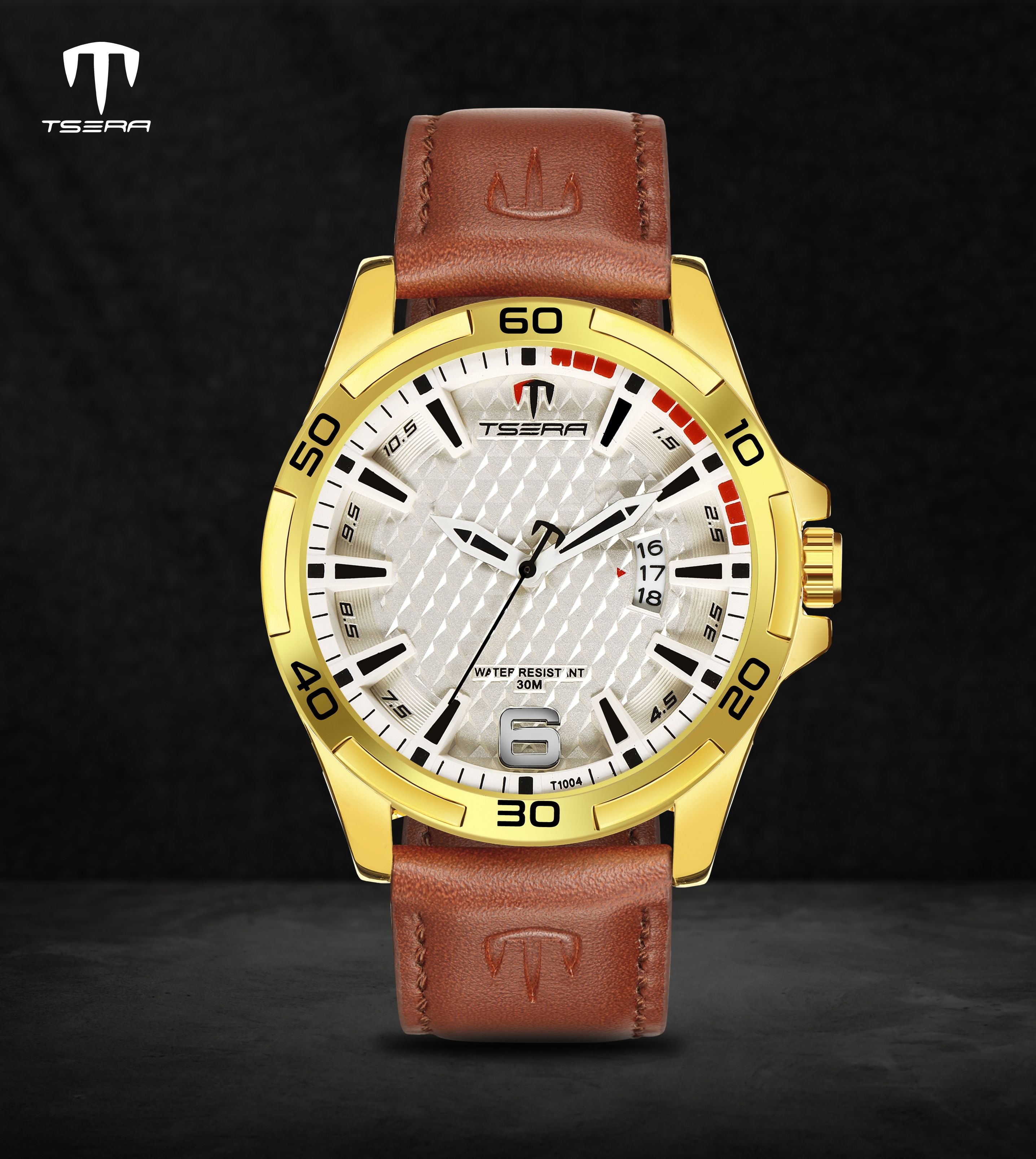 TSERA T1004L-G-S-BR Multifunction 3ATM Water Resistant Analog Watch - For Men