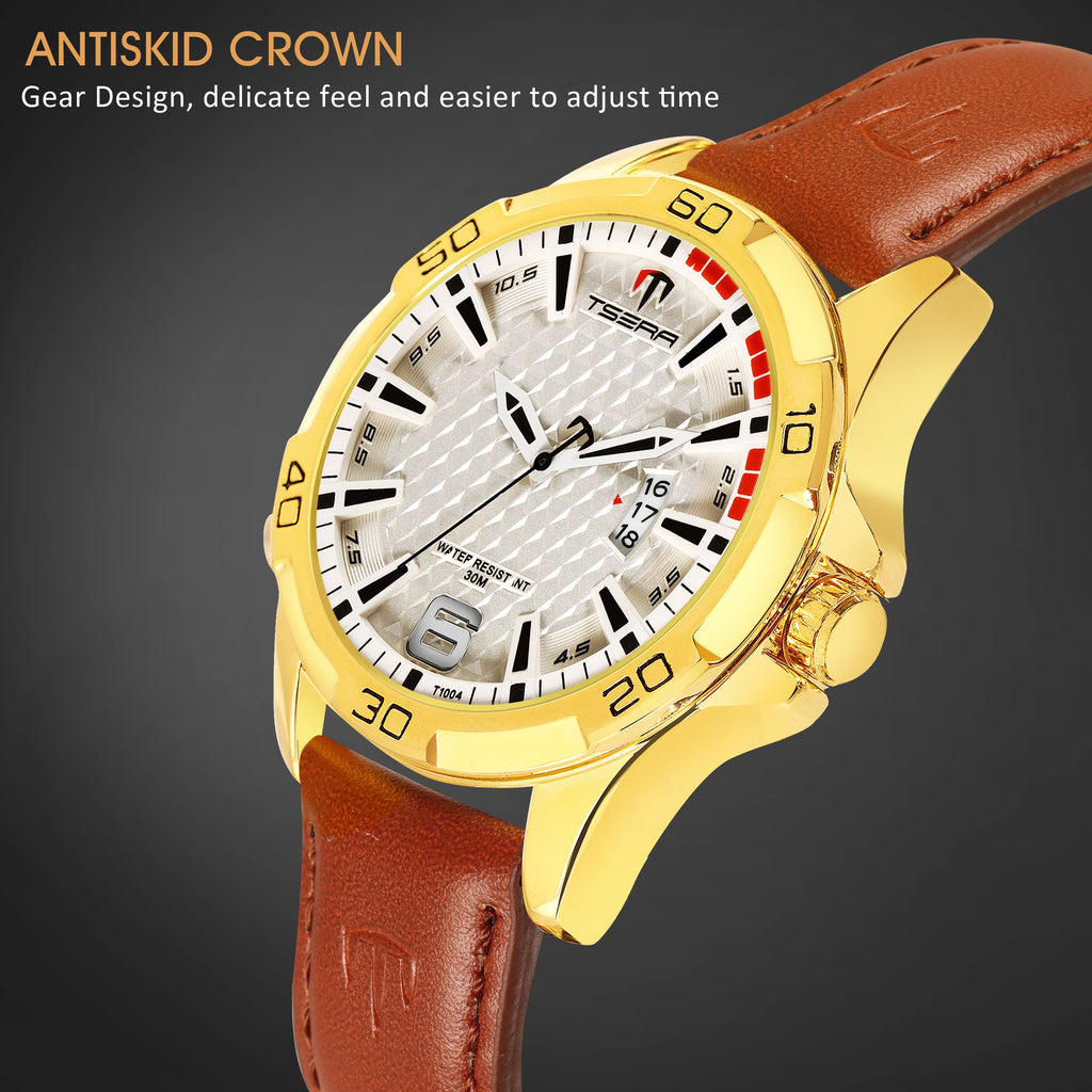 TSERA T1004L-G-S-BR Multifunction 3ATM Water Resistant Analog Watch - For Men