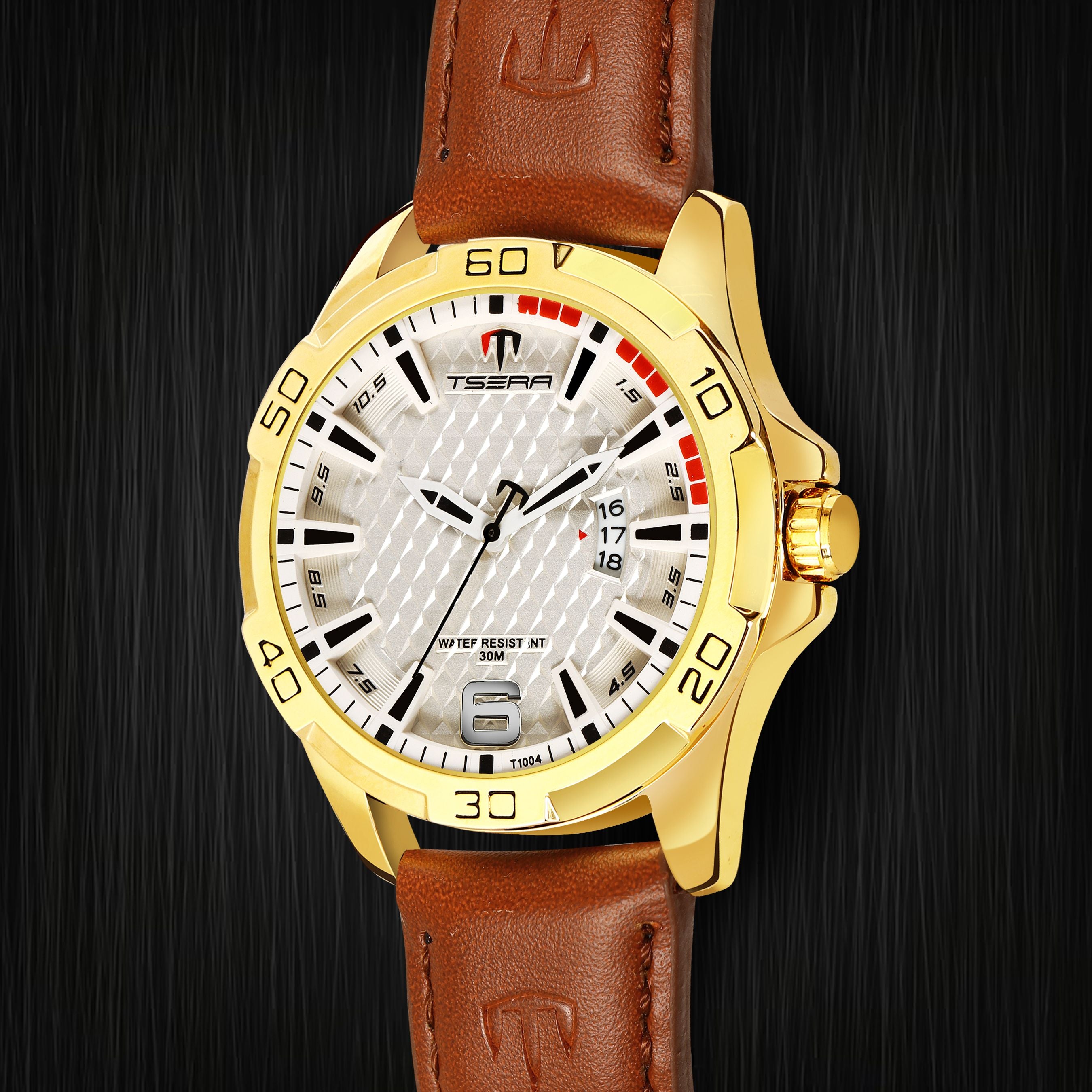 TSERA T1004L-G-S-BR Multifunction 3ATM Water Resistant Analog Watch - For Men