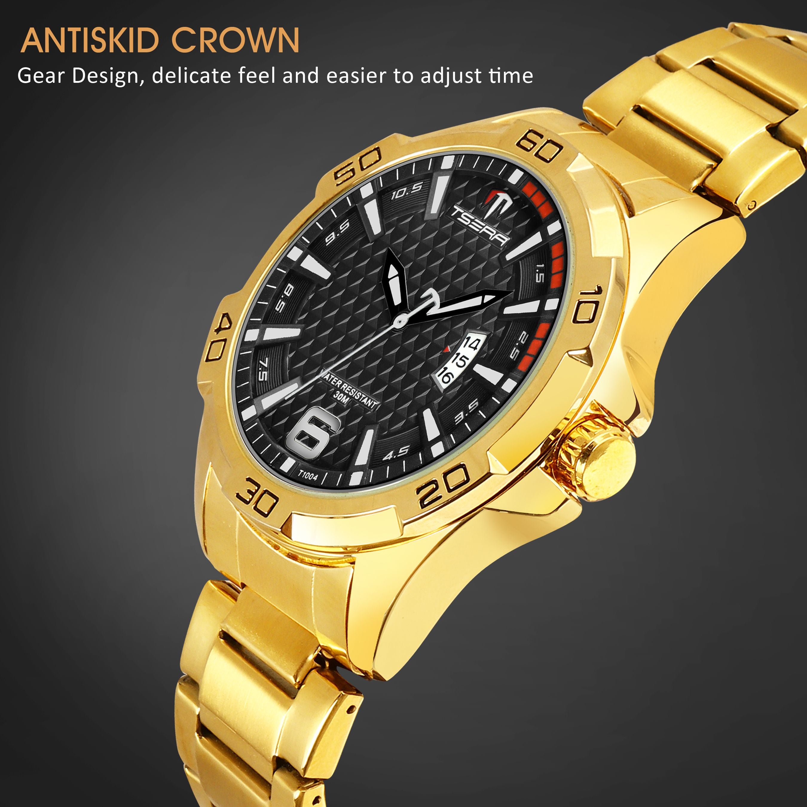 TSERA T1004S-G-B-G Multifunction 3ATM Water Resistant Analog Watch - For Men