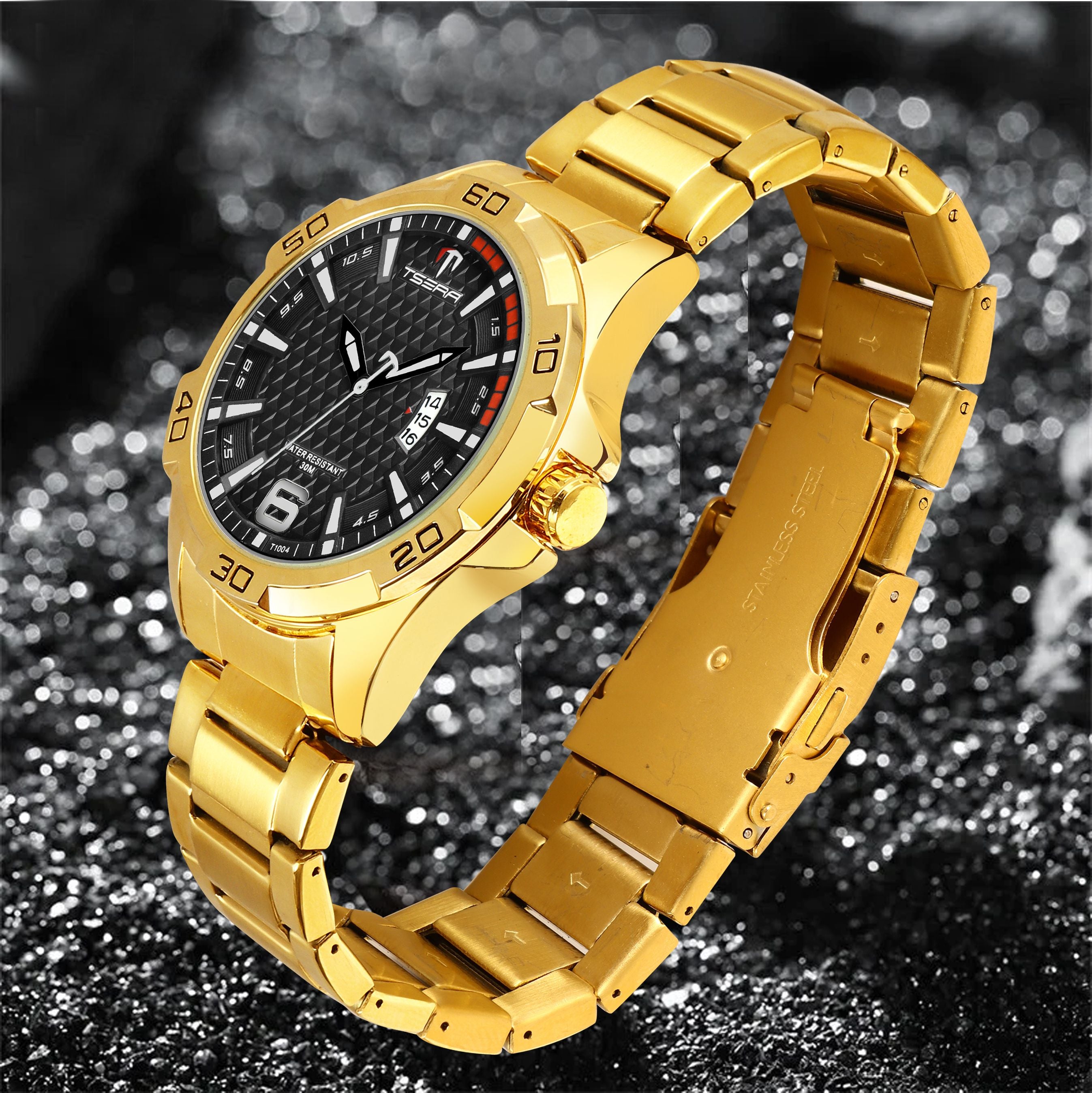 TSERA T1004S-G-B-G Multifunction 3ATM Water Resistant Analog Watch - For Men