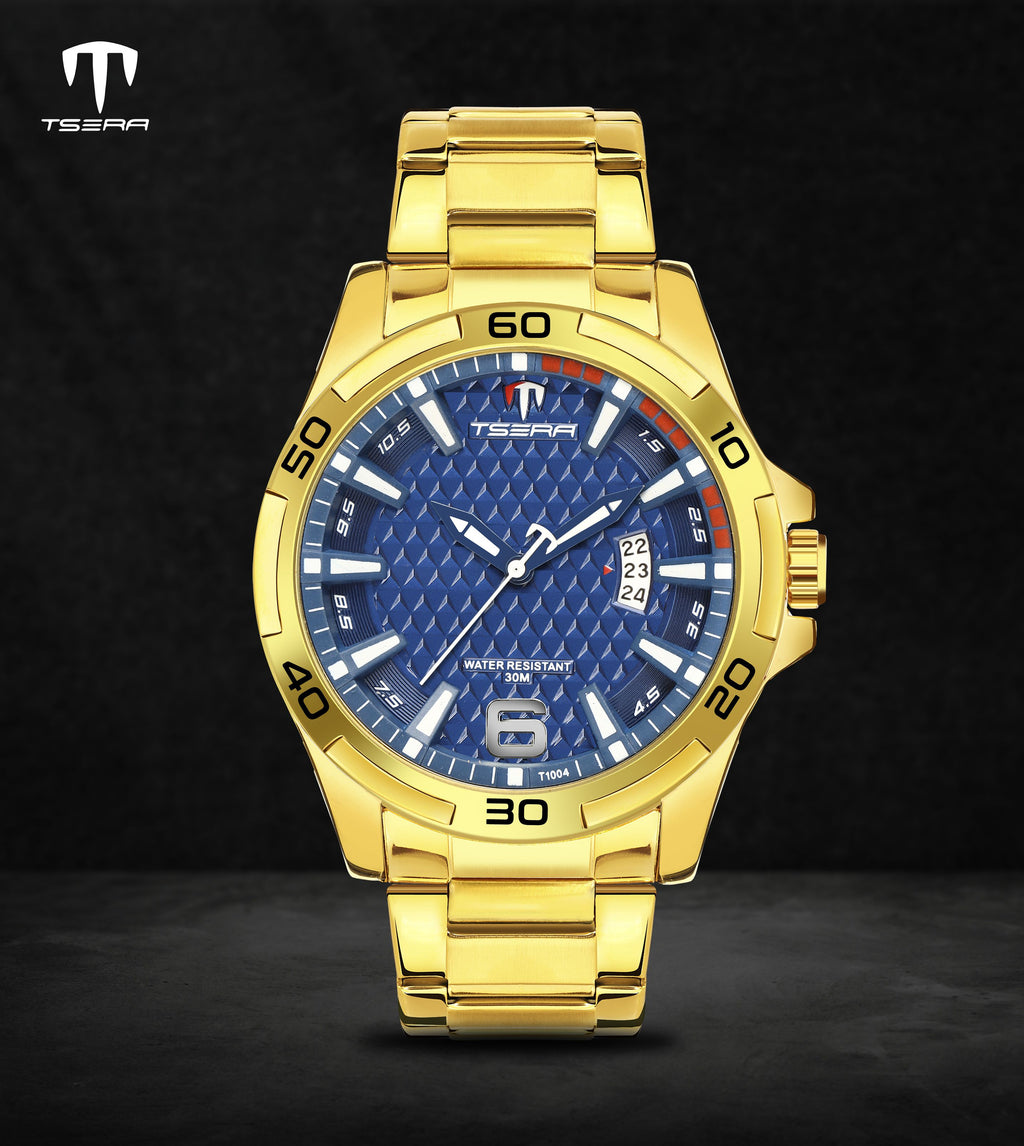 TSERA T1004S-G-BL-G Multifunction 3ATM Water Resistant Analog Watch - For Men