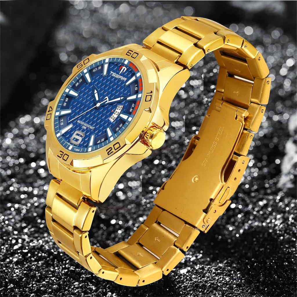 TSERA T1004S-G-BL-G Multifunction 3ATM Water Resistant Analog Watch - For Men