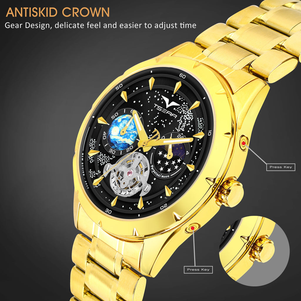 TSERA T1009S-G-B-G Multifunction 3ATM Water Resistant Analog Watch - For Men