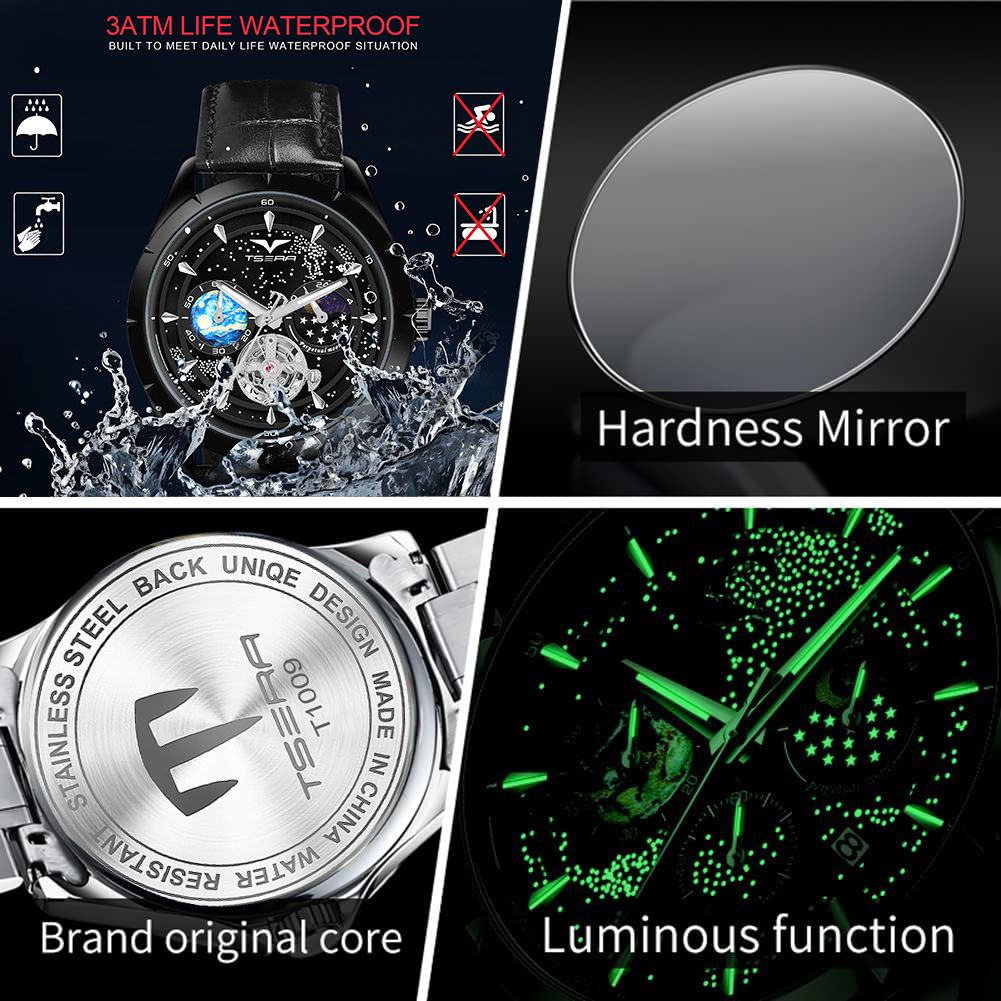 TSERA T1009S-G-B-G Multifunction 3ATM Water Resistant Analog Watch - For Men