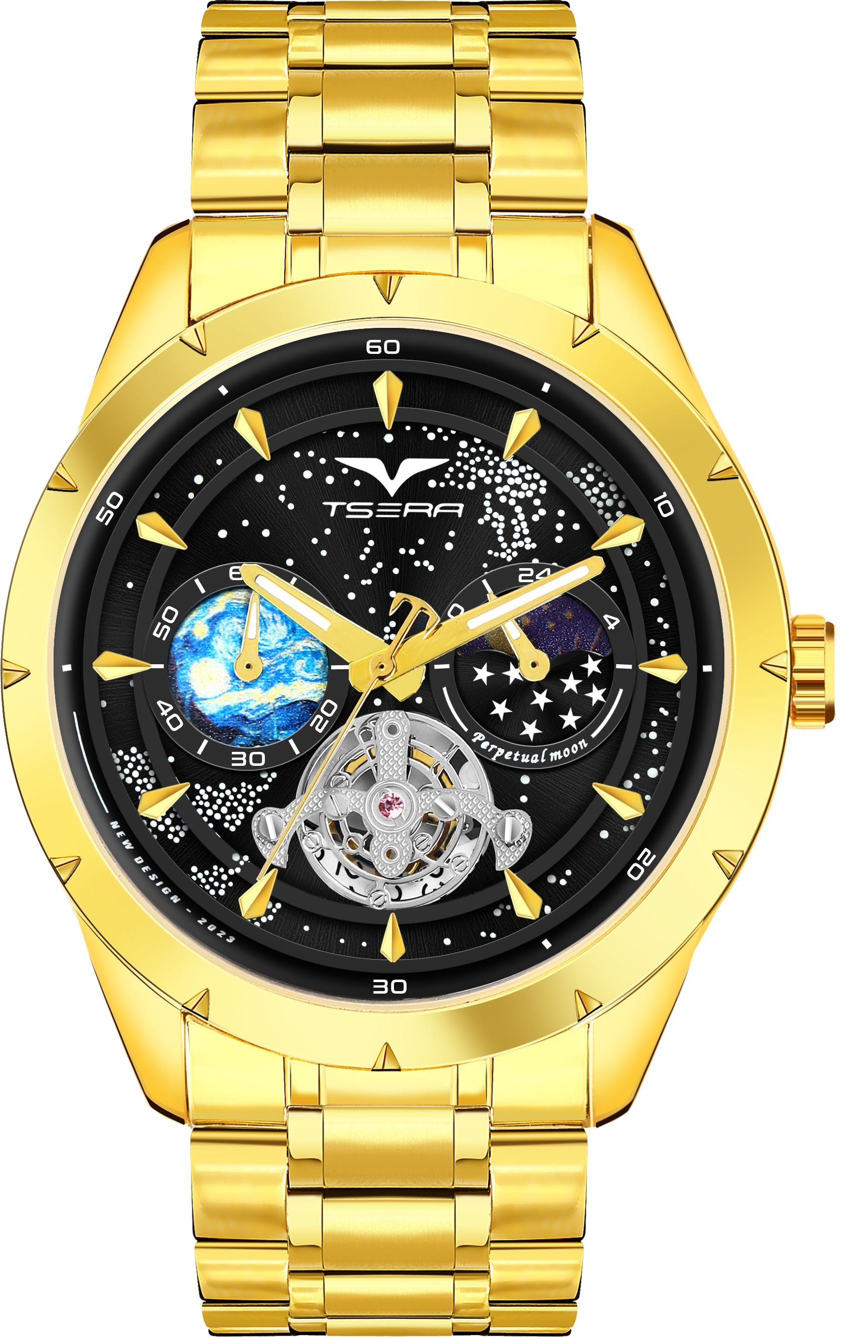 TSERA T1009S-G-B-G Multifunction 3ATM Water Resistant Analog Watch - For Men