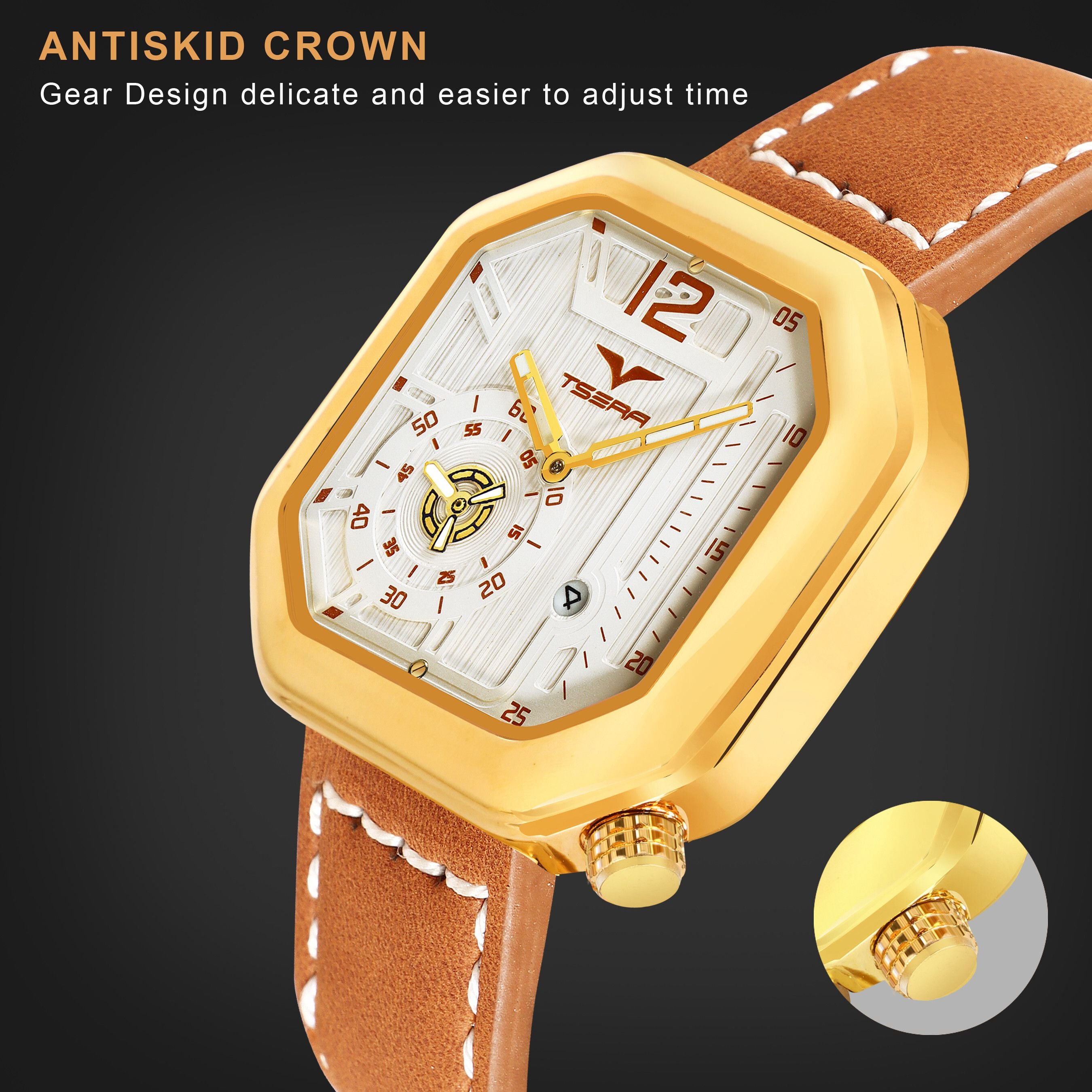 TSERA T1010L-G-W-TN Multifunction 3ATM Water Resistant Analog Watch - For Men