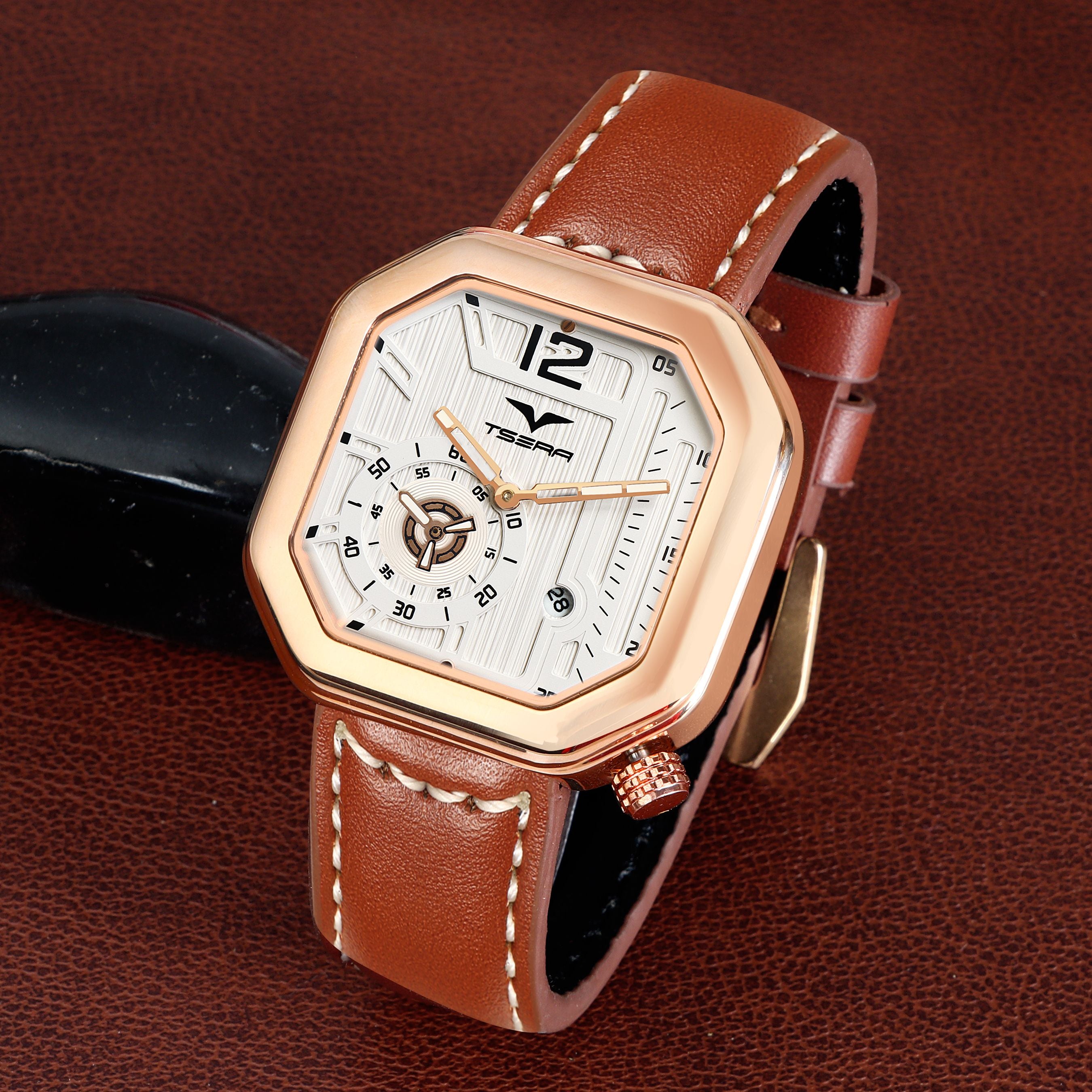 TSERA T1010L-RG-W-BR Multifunction 3ATM Water Resistant Analog Watch - For Men