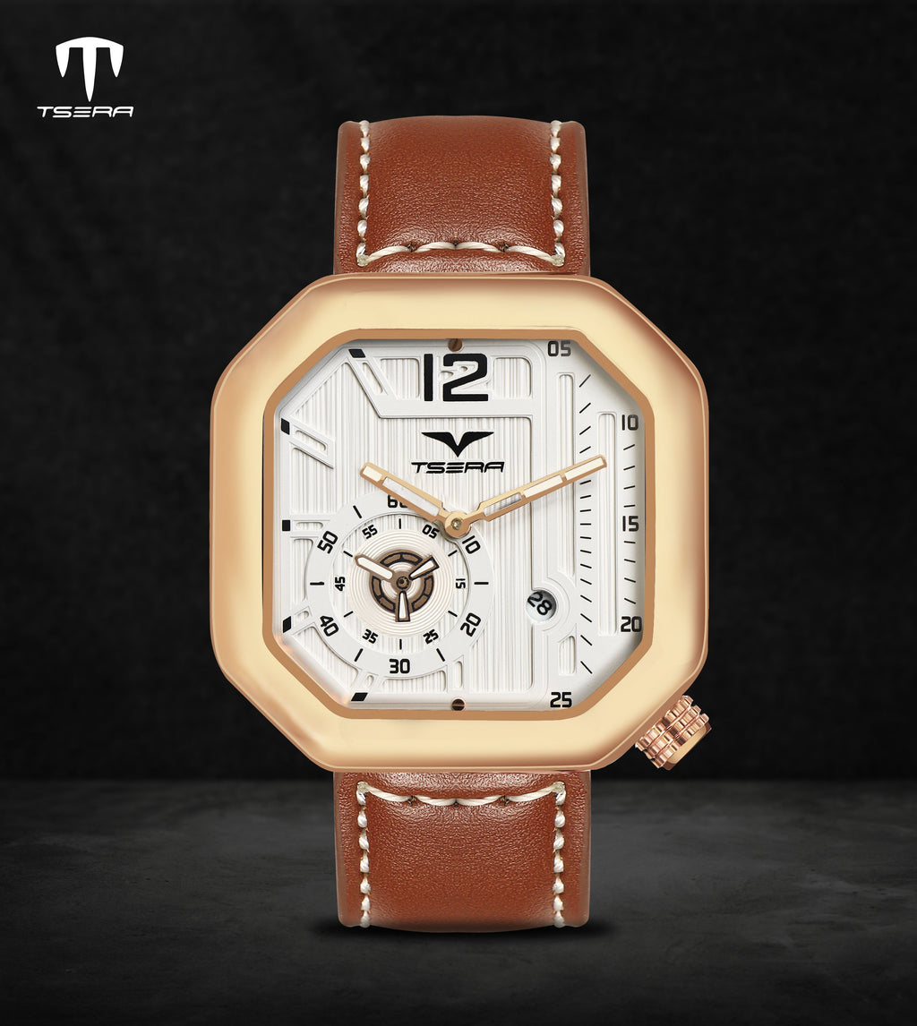 TSERA T1010L-RG-W-BR Multifunction 3ATM Water Resistant Analog Watch - For Men