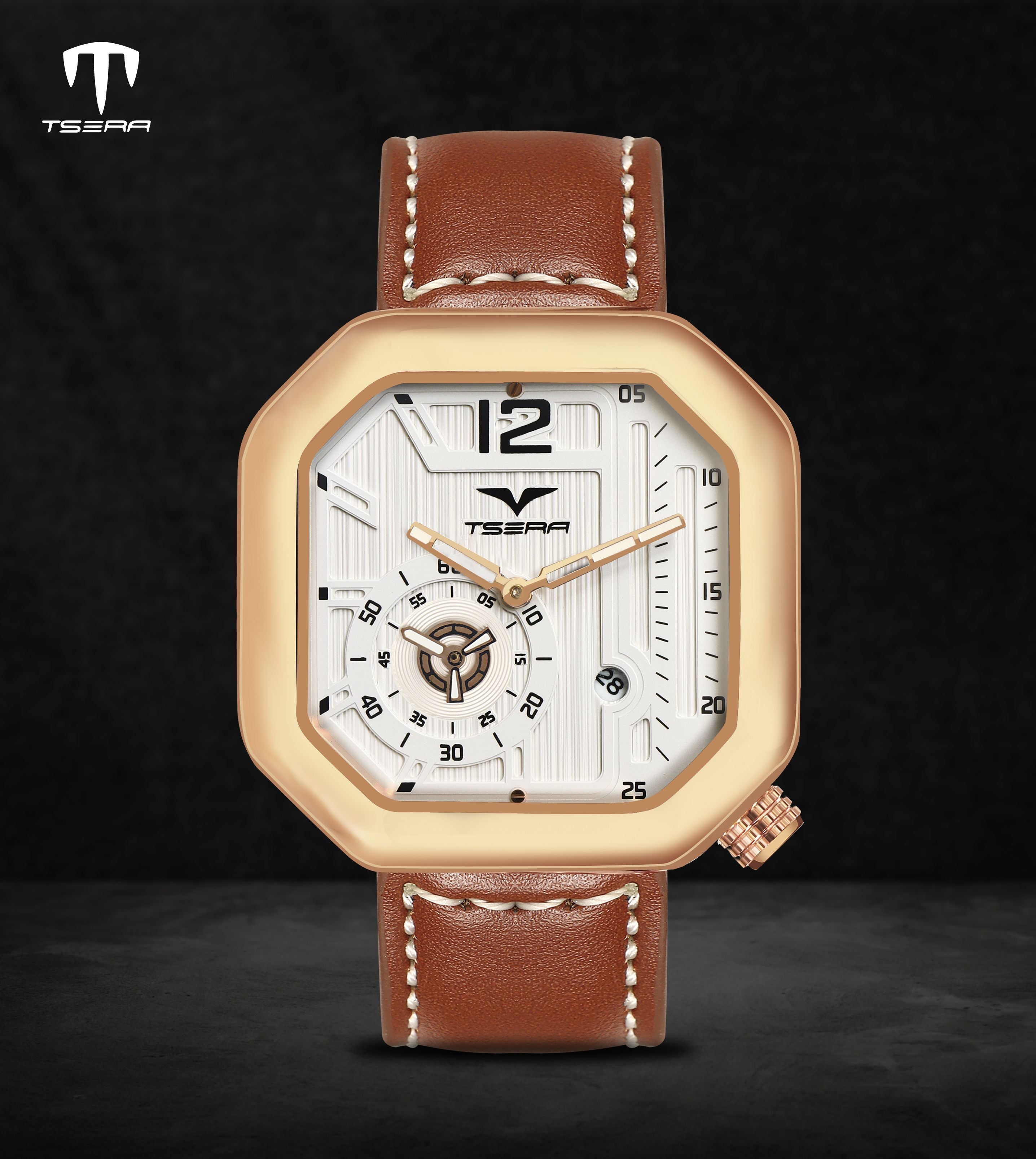 TSERA T1010L-RG-W-BR Multifunction 3ATM Water Resistant Analog Watch - For Men