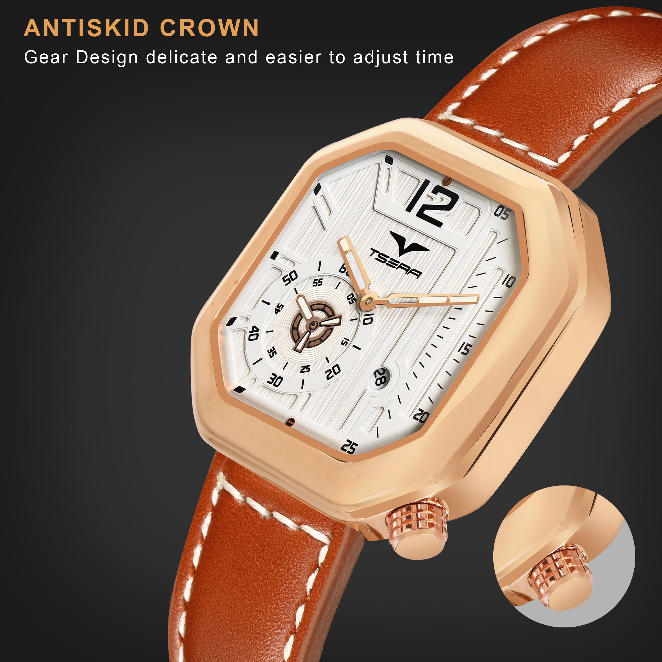 TSERA T1010L-RG-W-BR Multifunction 3ATM Water Resistant Analog Watch - For Men