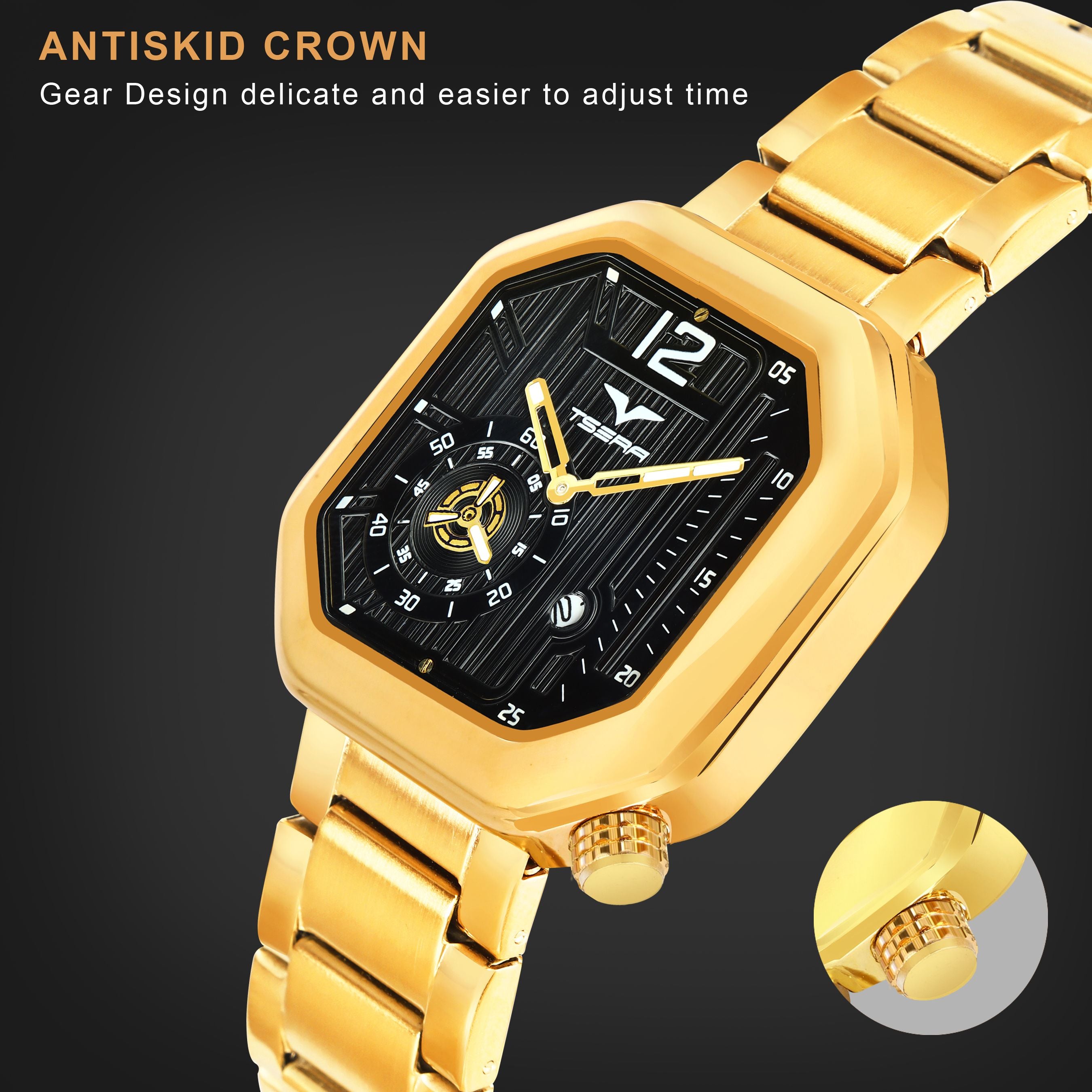 TSERA T1010S-G-B-G Multifunction 3ATM Water Resistant Analog Watch - For Men