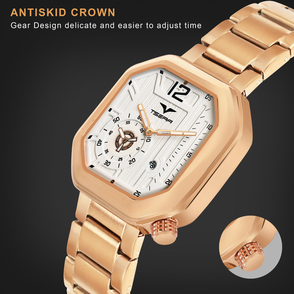 TSERA T1010S-RG-W-RG Multifunction 3ATM Water Resistant Analog Watch - For Men