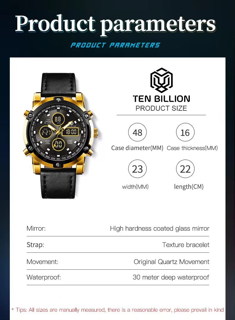 TSERA TB017 Steel strap with Black Dial 3ATM waterproof Multifunction case Analog-Digital Watch - For Men