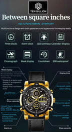 TSERA TB017 Steel strap with Black Dial 3ATM waterproof Multifunction case Analog-Digital Watch - For Men