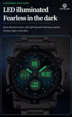 TSERA TB017 Steel strap with Black Dial 3ATM waterproof Multifunction case Analog-Digital Watch - For Men