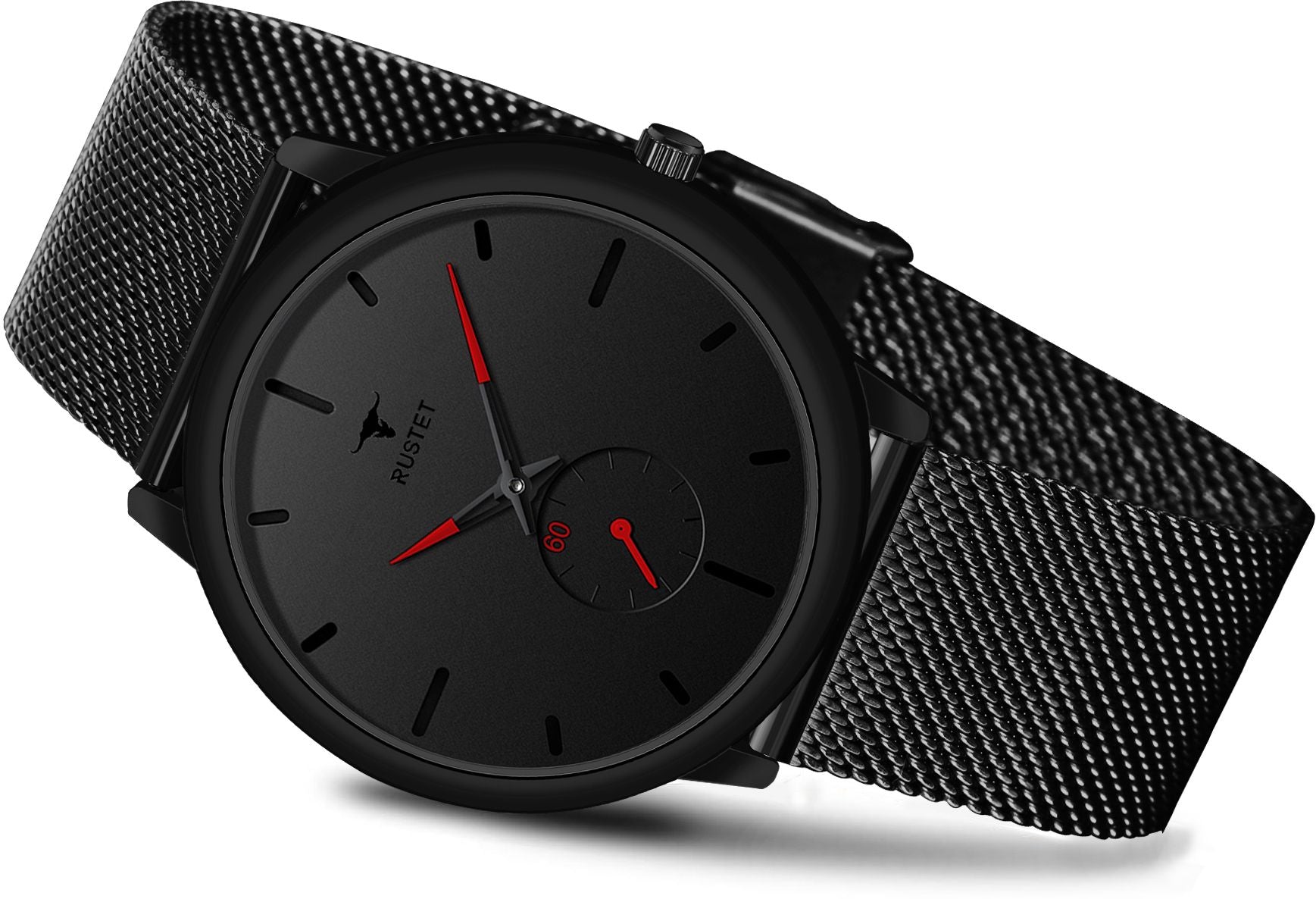 RUSTET Thin Minimalist - Fashion Unisex Dress with Stainless Steel Mesh Band Analog Watch - For Men