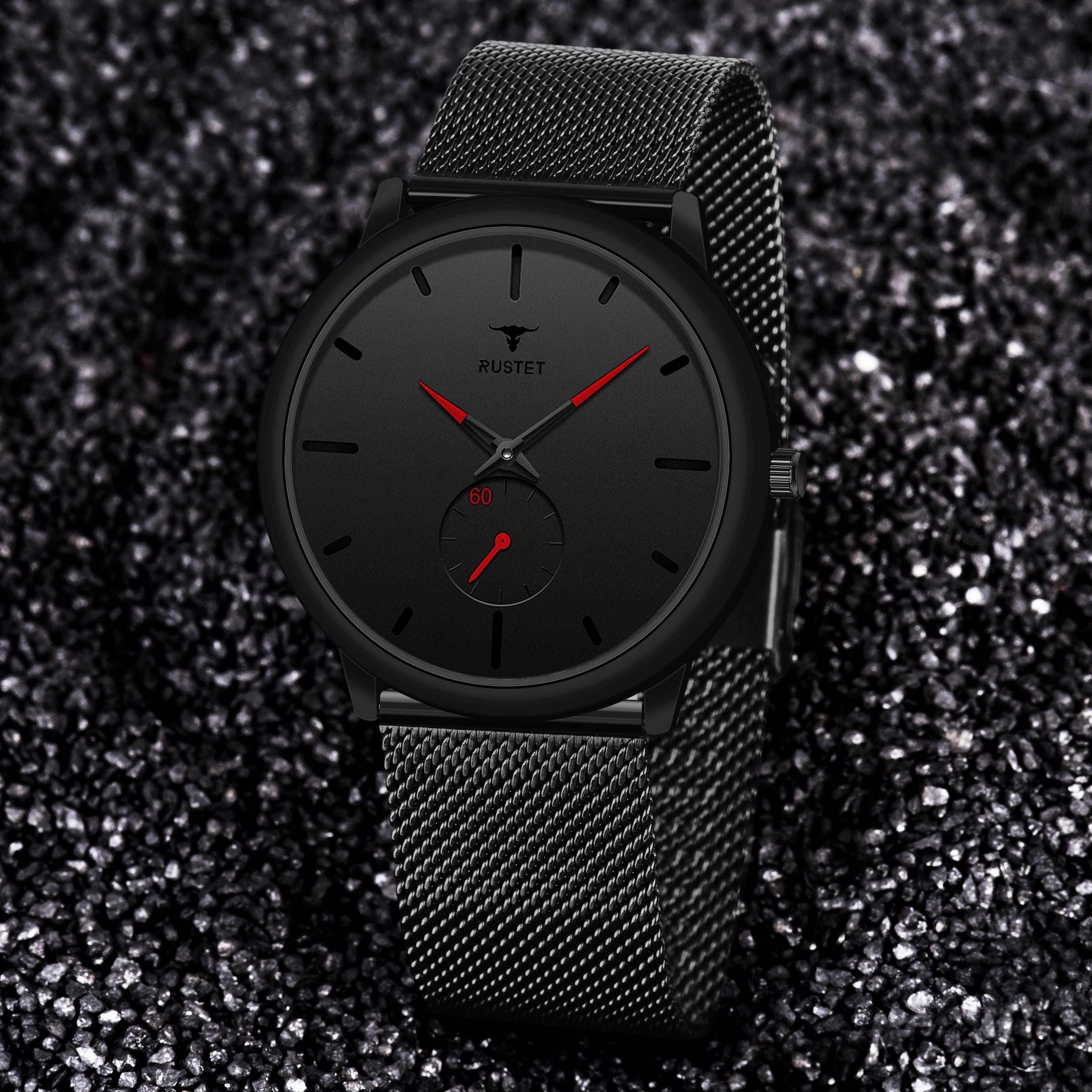 RUSTET Thin Minimalist - Fashion Unisex Dress with Stainless Steel Mesh Band Analog Watch - For Men