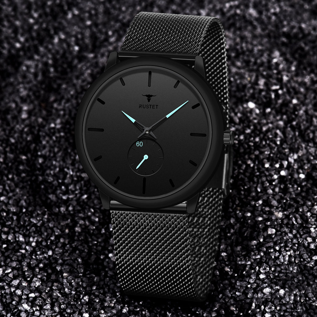 RUSTET Thin Minimalist - Fashion Unisex Dress with Stainless Steel Mesh Band Analog Watch - For Men
