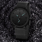 RUSTET Thin Minimalist - Fashion Unisex Dress with Stainless Steel Mesh Band Analog Watch - For Men