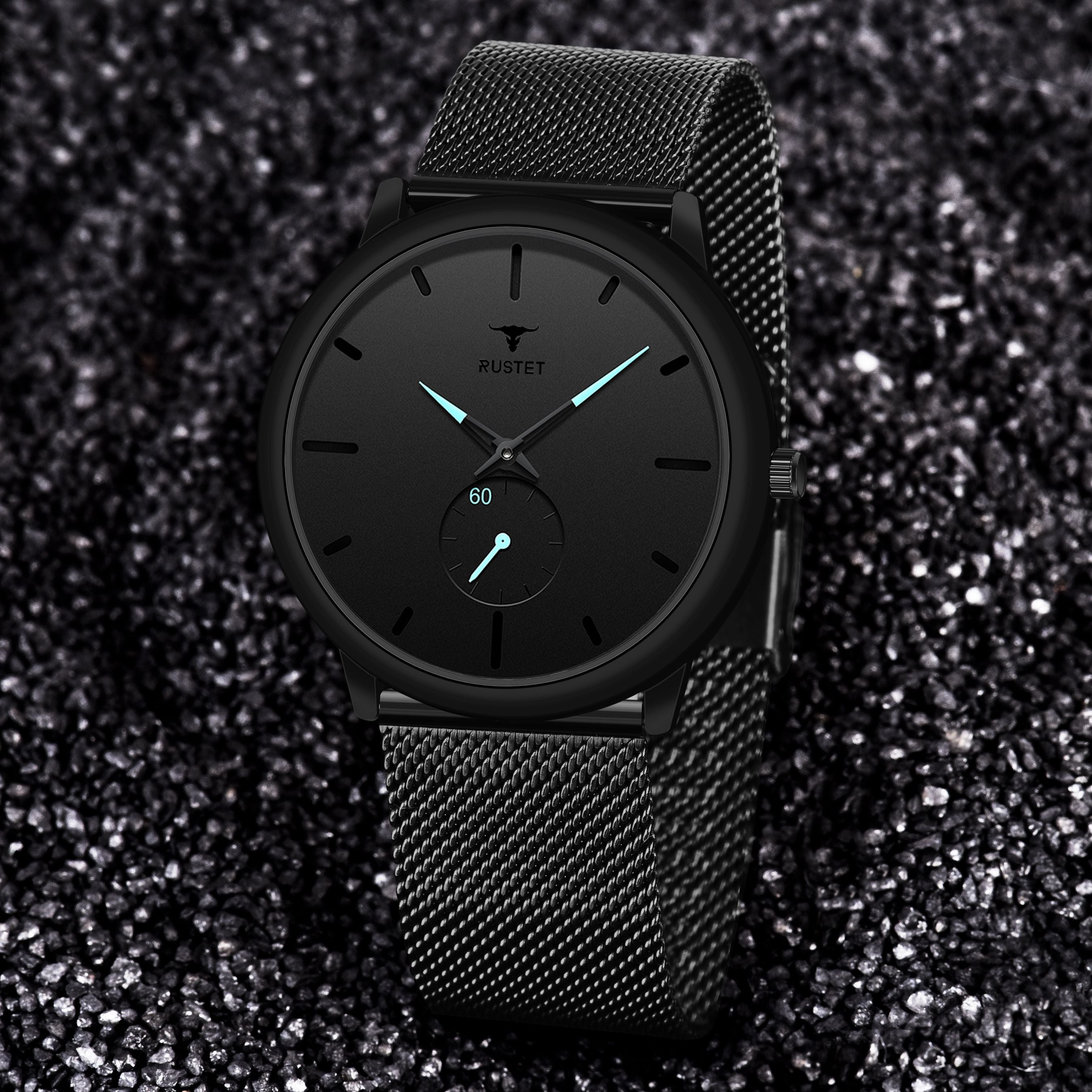 RUSTET Thin Minimalist - Fashion Unisex Dress with Stainless Steel Mesh Band Analog Watch - For Men