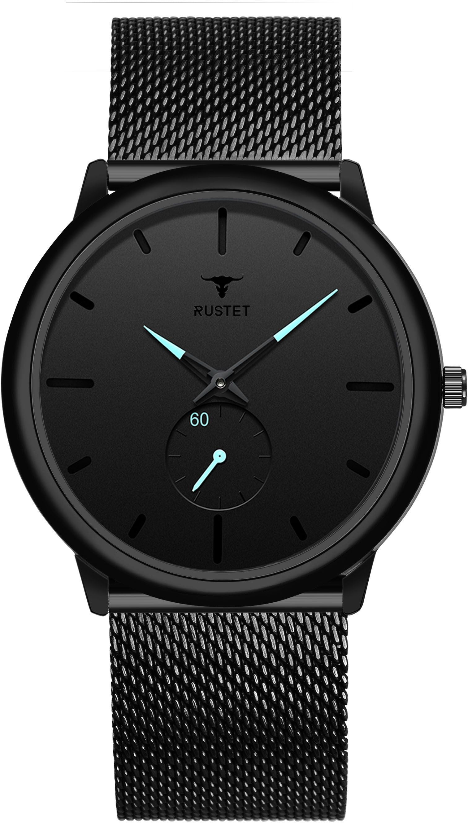 RUSTET Thin Minimalist - Fashion Unisex Dress with Stainless Steel Mesh Band Analog Watch - For Men